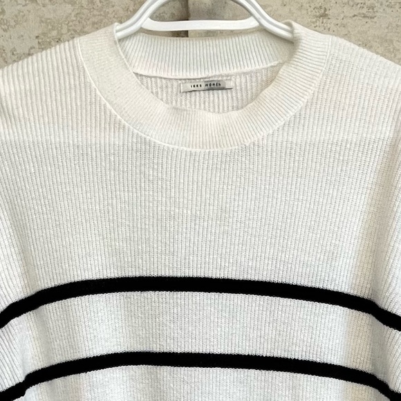 IKKS Women Striped Black and White Sweater Sz L Nautical Coastal Preppy Prep - Picture 2 of 16